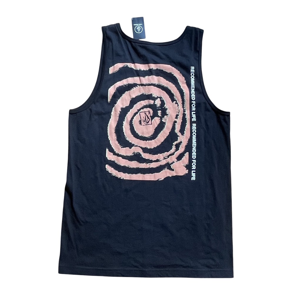 NWT Volcom Mag Tank Top Mens M Black Graphic Recommended For Life Skateboard Tee